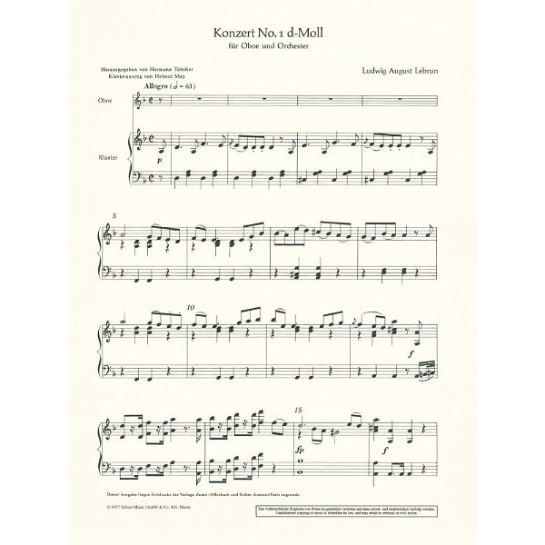 Schott Lebrun Concert Nr. 1 d-moll