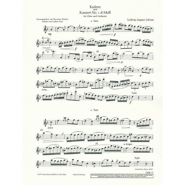Schott Lebrun Concert Nr. 1 d-moll