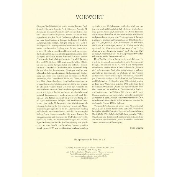 Bärenreiter Torelli Sonate Violoncello