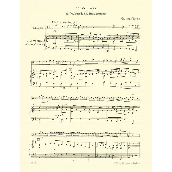 Bärenreiter Torelli Sonate Violoncello