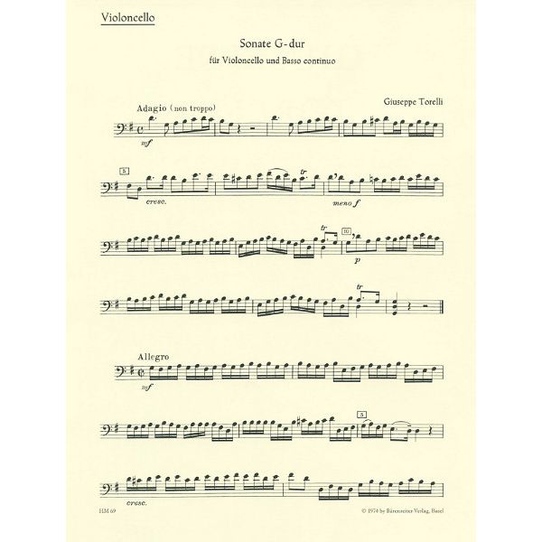 Bärenreiter Torelli Sonate Violoncello