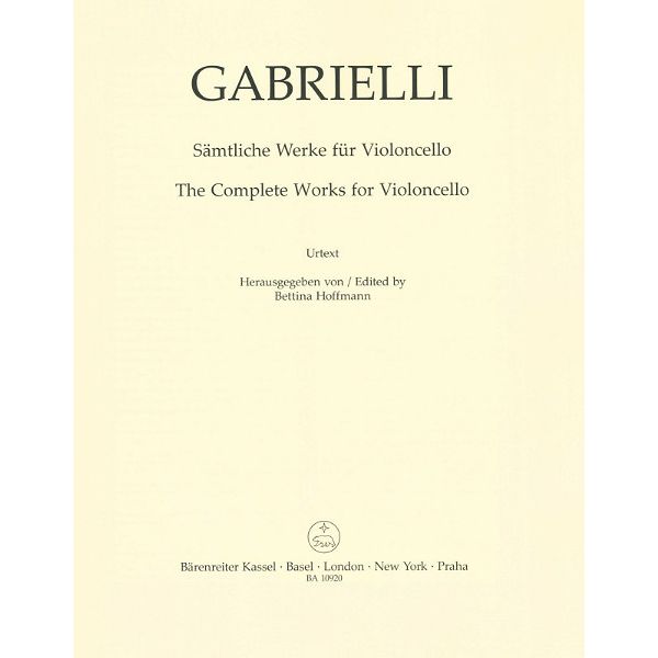 Bärenreiter Gabrielli Werke für Cello