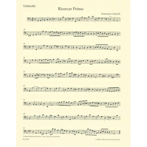 Bärenreiter Gabrielli Werke für Cello