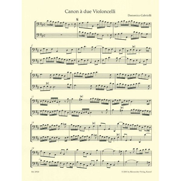 Bärenreiter Gabrielli Werke für Cello
