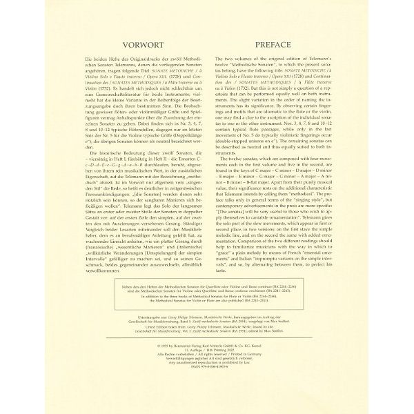 Bärenreiter Telemann Methodische Sonaten 2