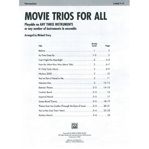 Alfred Music Publishing Movie Trios For All Percussion