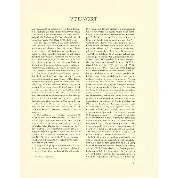Bärenreiter Bach Violinkonzert BWV 1052
