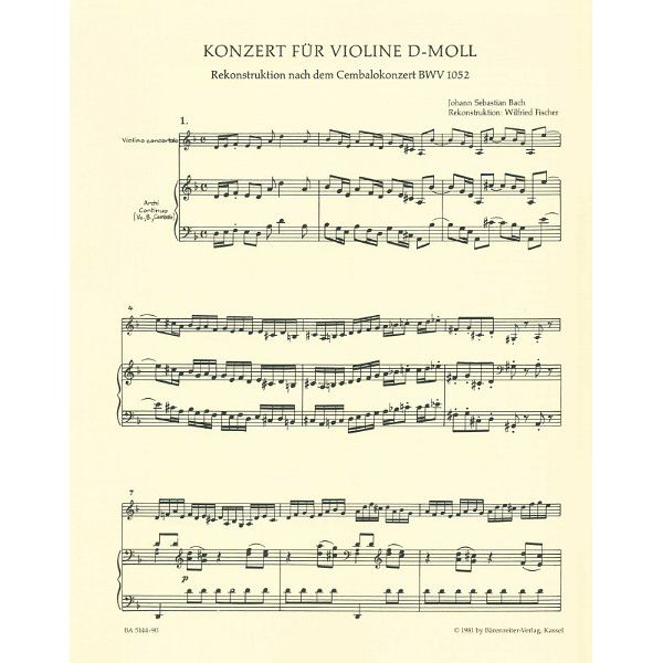 Bärenreiter Bach Violinkonzert BWV 1052