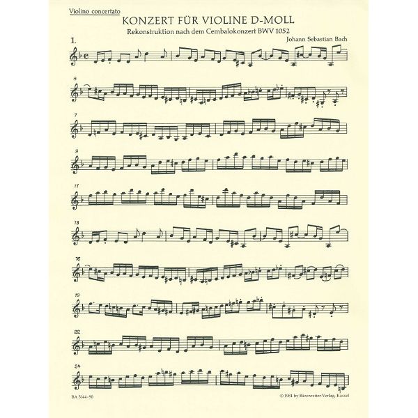 Bärenreiter Bach Violinkonzert BWV 1052
