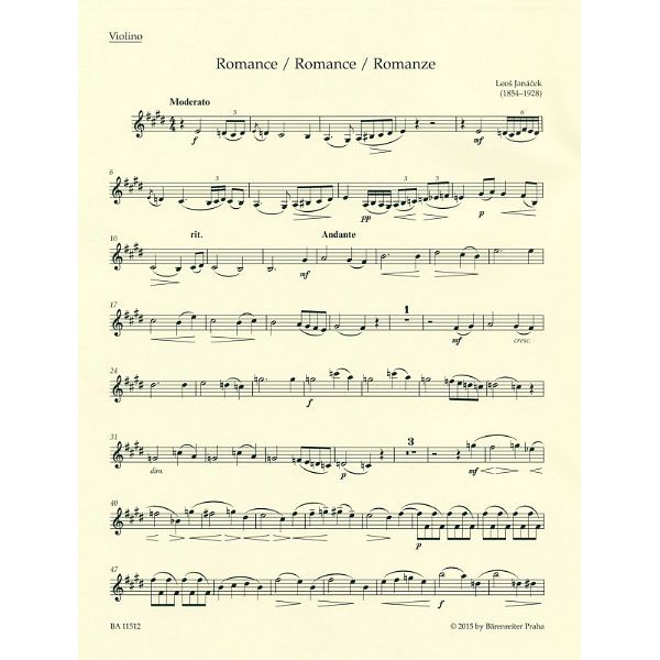 Bärenreiter Janácek Werke for Violin