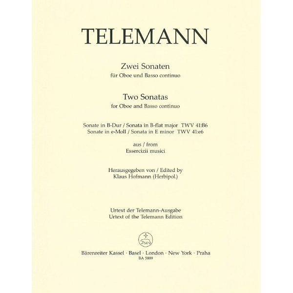 Bärenreiter Telemann Zwei Sonaten Oboe
