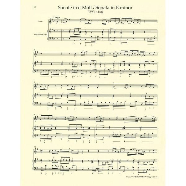 Bärenreiter Telemann Zwei Sonaten Oboe
