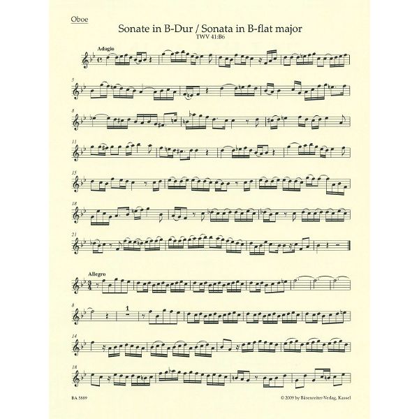 Bärenreiter Telemann Zwei Sonaten Oboe