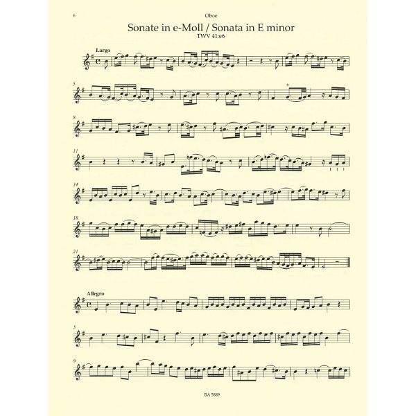 Bärenreiter Telemann Zwei Sonaten Oboe