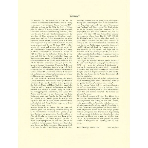 Breitkopf & Härtel Quantz Flötenkonzert