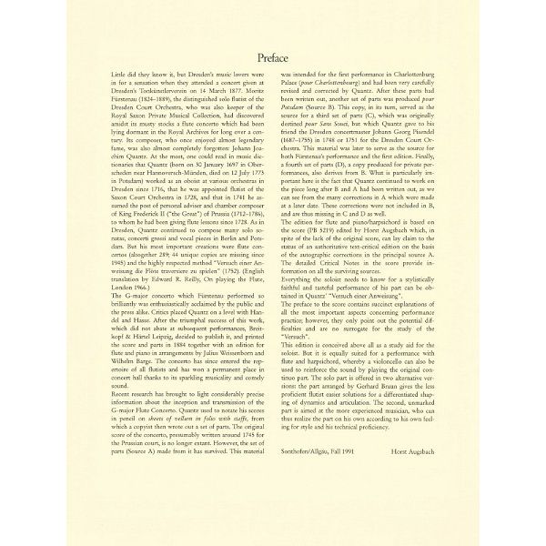 Breitkopf & Härtel Quantz Flötenkonzert