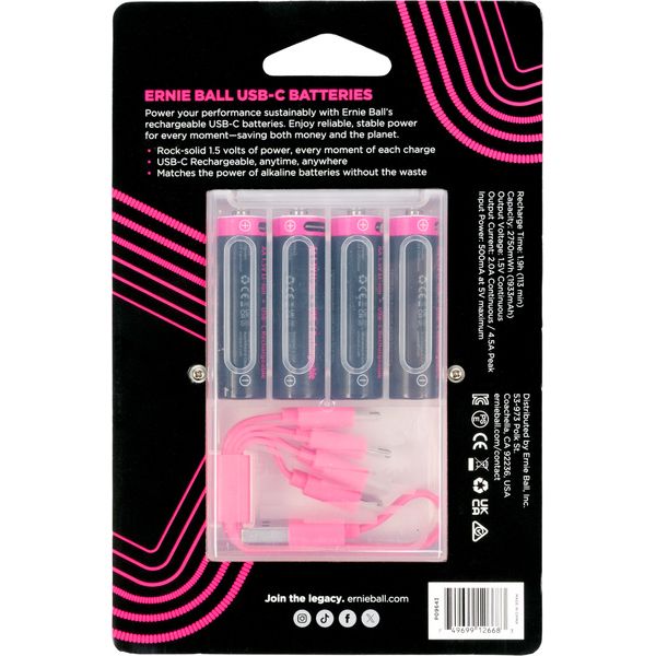 Ernie Ball USB-C Rechargeable AA 4-Pack