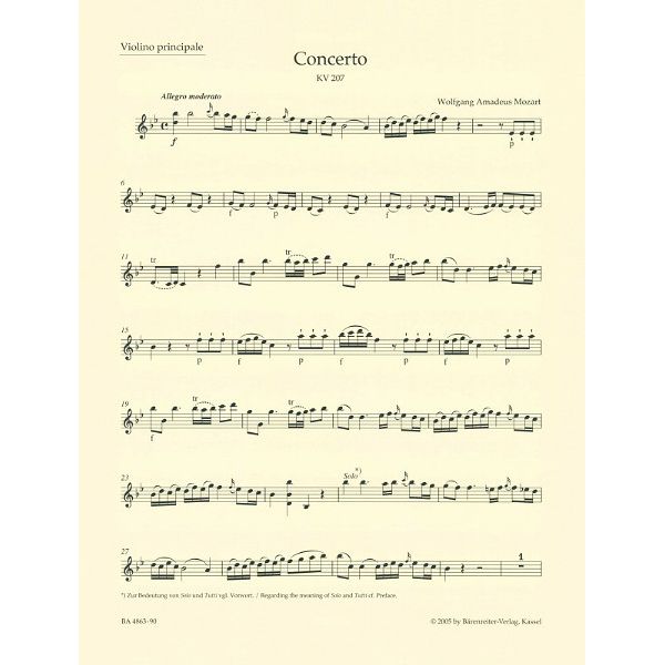 Bärenreiter Mozart Violinkonzert Nr. 1