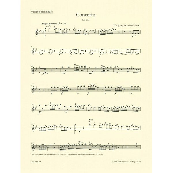 Bärenreiter Mozart Violinkonzert Nr. 1