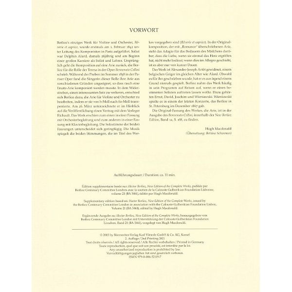 Bärenreiter Berlioz Rêverie et caprice