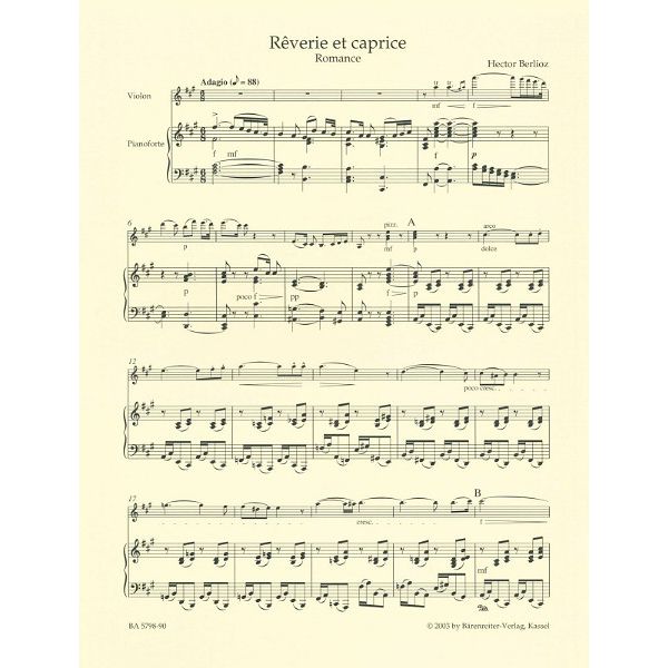 Bärenreiter Berlioz Rêverie et caprice