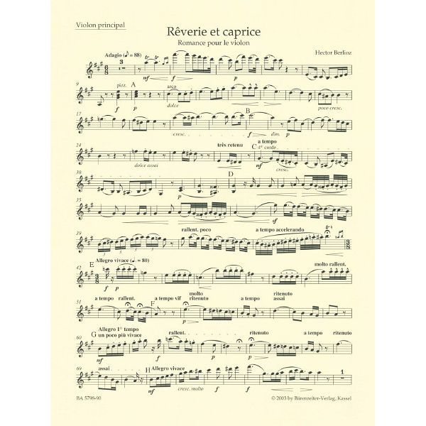 Bärenreiter Berlioz Rêverie et caprice