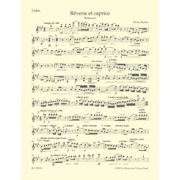 Bärenreiter Berlioz Rêverie et caprice