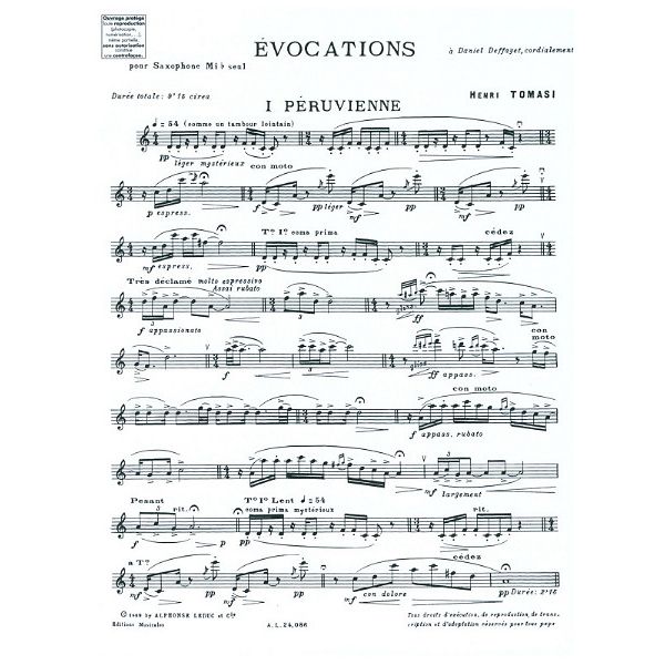 Alphonse Leduc Tomasi Évocations