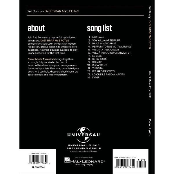 Hal Leonard Bad Bunny Debí Tirar Más Fotos