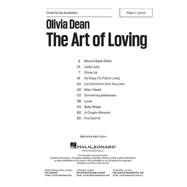 Hal Leonard Olivia Dean The Art of Loving