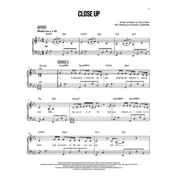 Hal Leonard Olivia Dean The Art of Loving