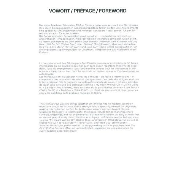 Bosworth 50 Pop Classics Accordion