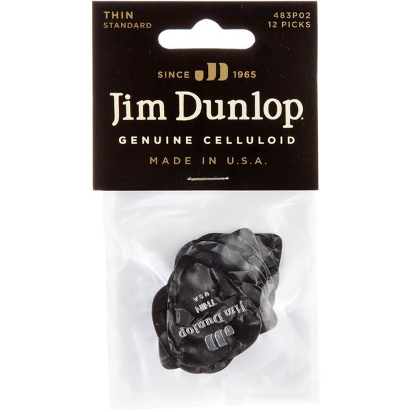 Dunlop Celluloid Black Pearloid Thin