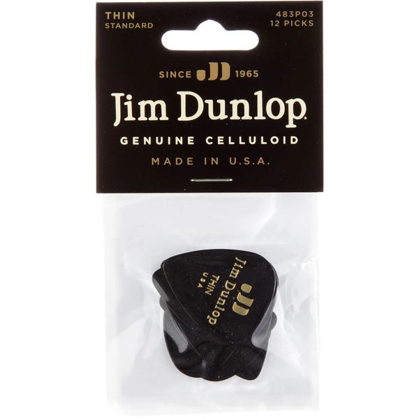 Dunlop Celluloid Black Pick Thin