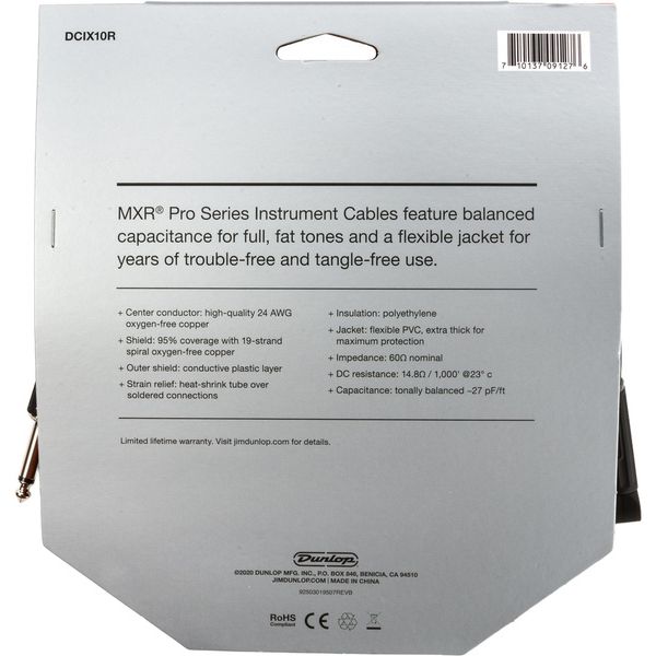 MXR 10 FT Pro Cable Black R S