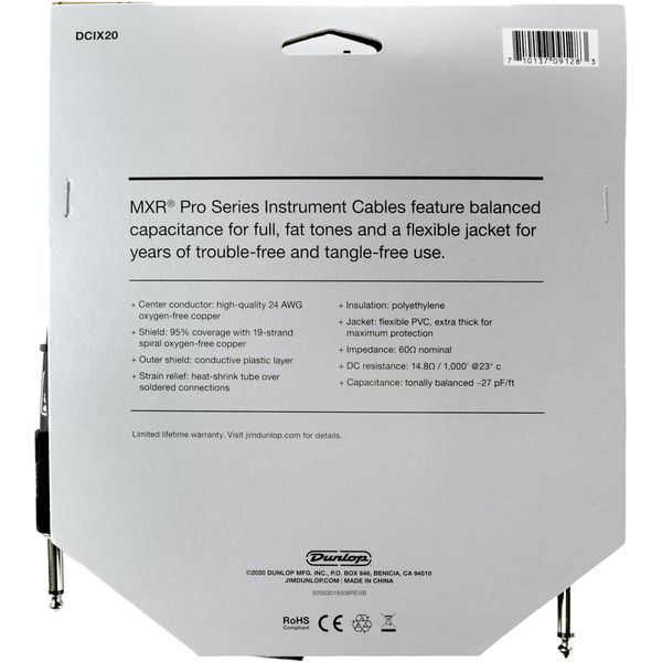 MXR 20 FT Pro Cable Black S S