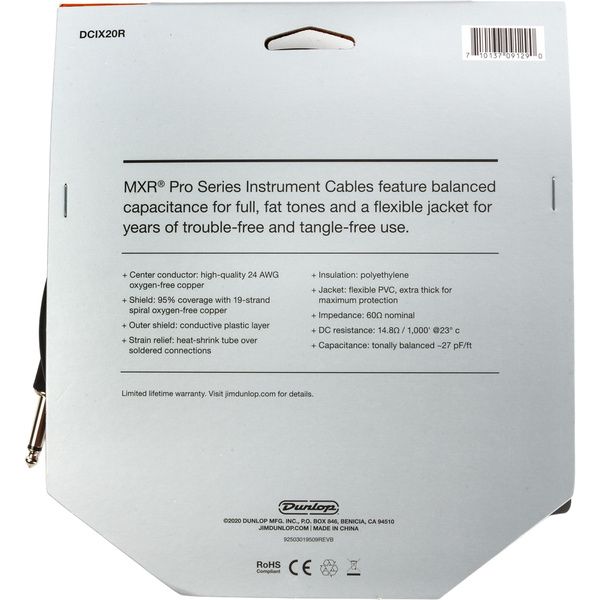 MXR 20 FT Pro Cable Black R S