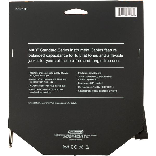 MXR 10 FT Standard Cable Black R S