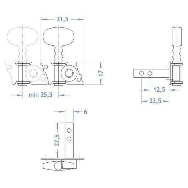 Gewa F&S Tuner Set Guitar WH