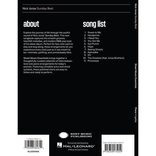 Hal Leonard Nick Jonas Sunday Best