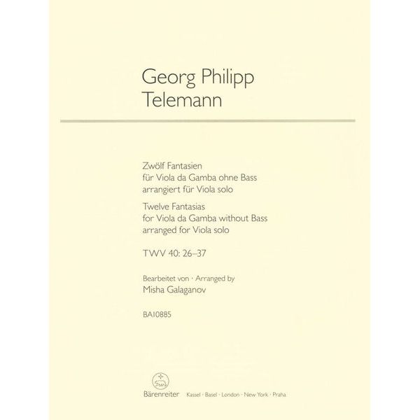Bärenreiter Telemann 12 Fantasien Viola