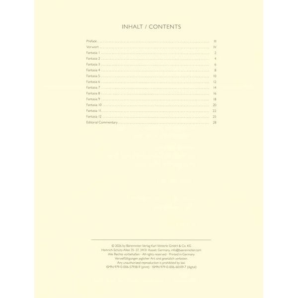 Bärenreiter Telemann 12 Fantasien Viola