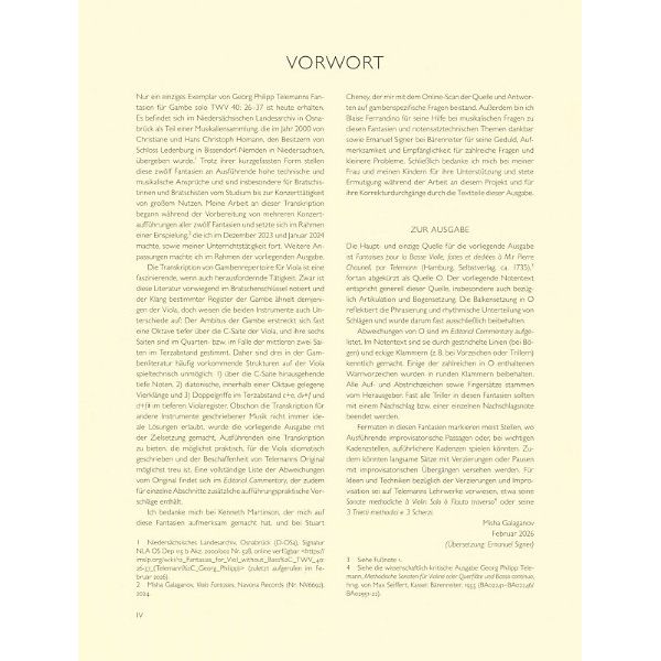 Bärenreiter Telemann 12 Fantasien Viola