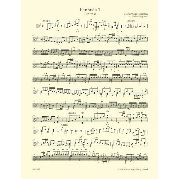 Bärenreiter Telemann 12 Fantasien Viola