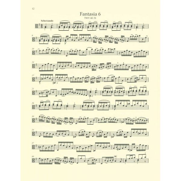 Bärenreiter Telemann 12 Fantasien Viola