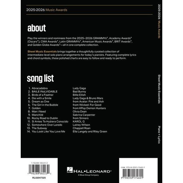 Hal Leonard 2025-2026 Music Awards