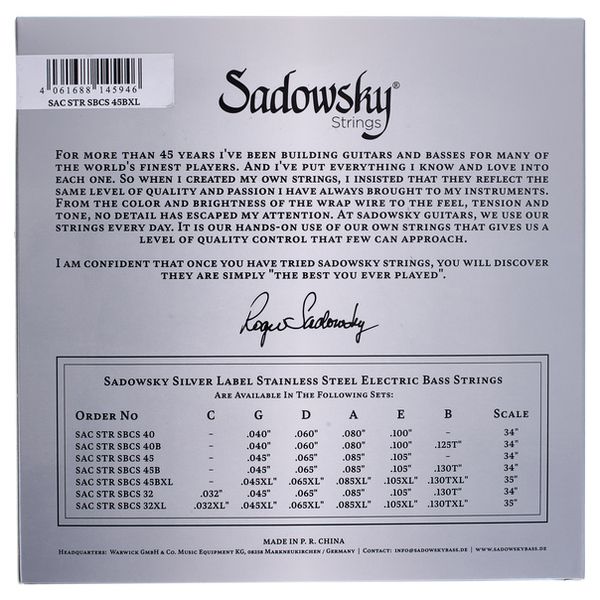 Sadowsky Silver Label Bass 5 TW .045