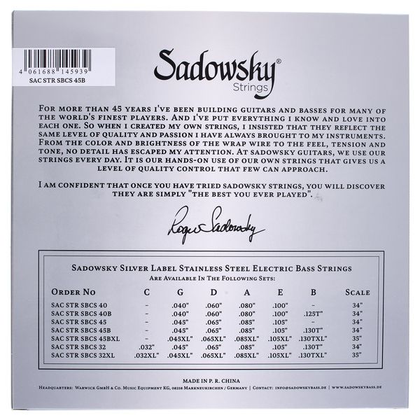 Sadowsky Silver Label Bass 5 .045 TW