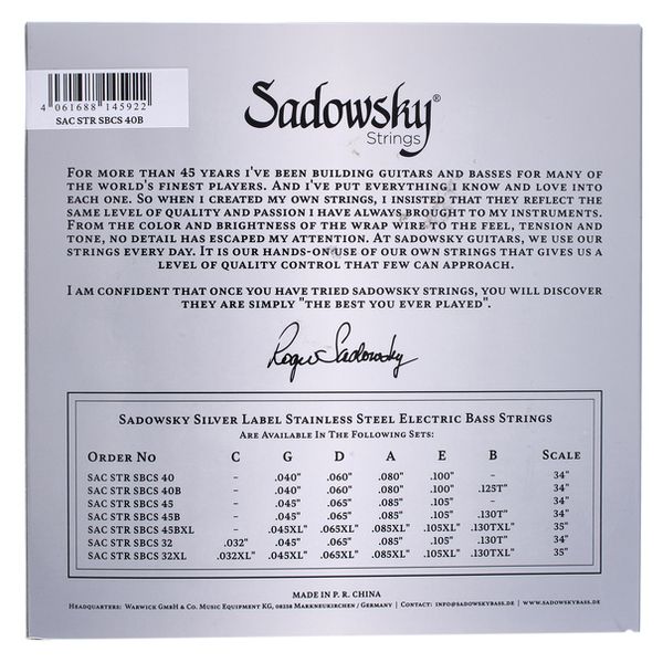 Sadowsky Silver Label Bass 5 .040 SS