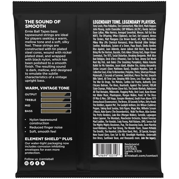 Ernie Ball Bass Tapes Long Scale 60-115